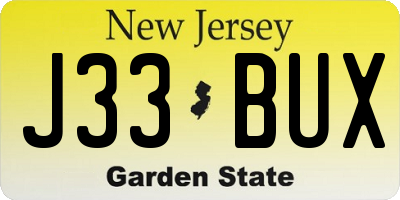 NJ license plate J33BUX