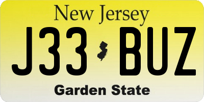 NJ license plate J33BUZ