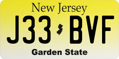 NJ license plate J33BVF