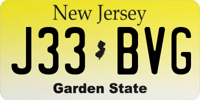 NJ license plate J33BVG