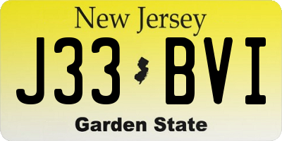 NJ license plate J33BVI