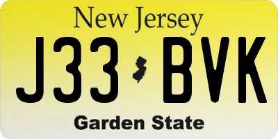 NJ license plate J33BVK