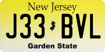 NJ license plate J33BVL