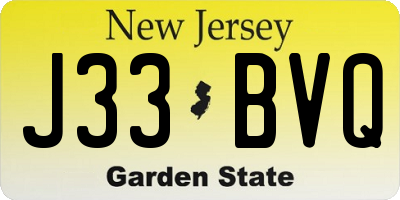 NJ license plate J33BVQ