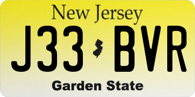 NJ license plate J33BVR