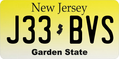 NJ license plate J33BVS