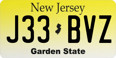 NJ license plate J33BVZ