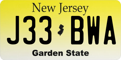 NJ license plate J33BWA