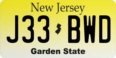 NJ license plate J33BWD