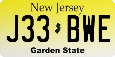 NJ license plate J33BWE