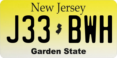 NJ license plate J33BWH