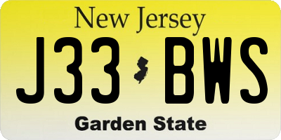 NJ license plate J33BWS