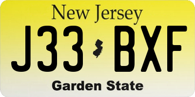 NJ license plate J33BXF