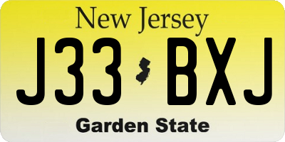 NJ license plate J33BXJ