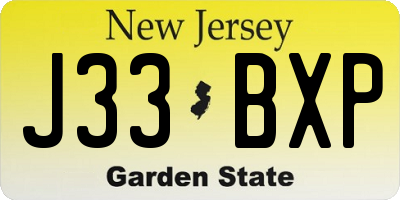 NJ license plate J33BXP
