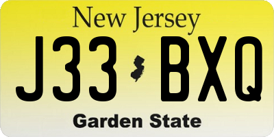 NJ license plate J33BXQ