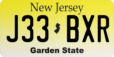 NJ license plate J33BXR
