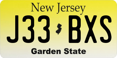 NJ license plate J33BXS