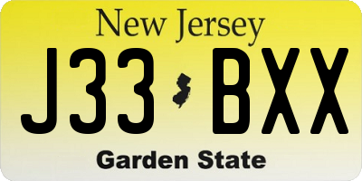NJ license plate J33BXX