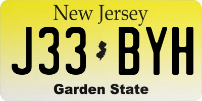 NJ license plate J33BYH