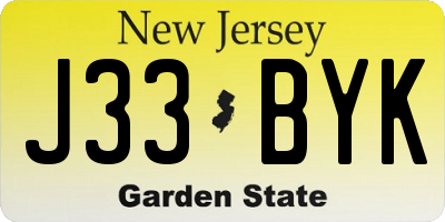 NJ license plate J33BYK