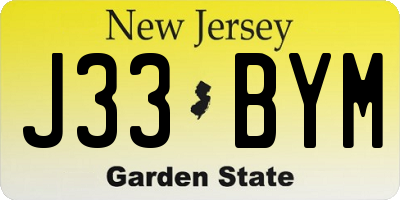 NJ license plate J33BYM