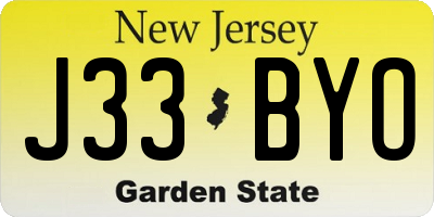 NJ license plate J33BYO