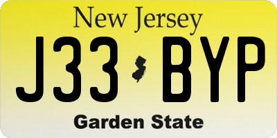 NJ license plate J33BYP