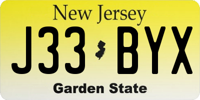 NJ license plate J33BYX