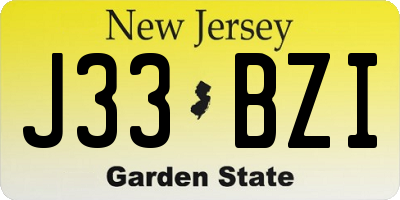 NJ license plate J33BZI