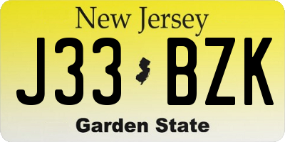 NJ license plate J33BZK