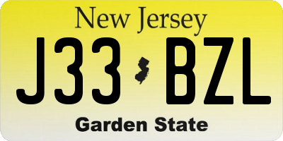 NJ license plate J33BZL
