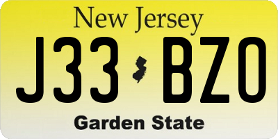 NJ license plate J33BZO