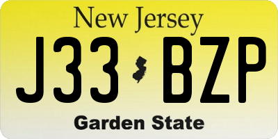 NJ license plate J33BZP