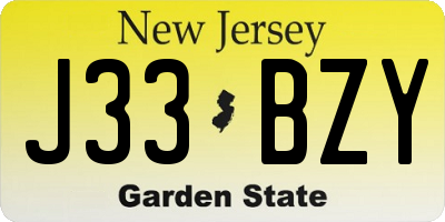 NJ license plate J33BZY