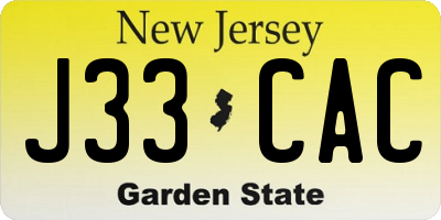 NJ license plate J33CAC