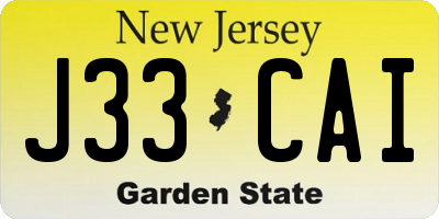 NJ license plate J33CAI