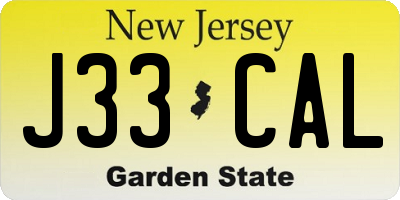 NJ license plate J33CAL