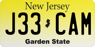 NJ license plate J33CAM