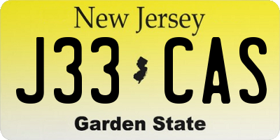 NJ license plate J33CAS
