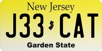 NJ license plate J33CAT