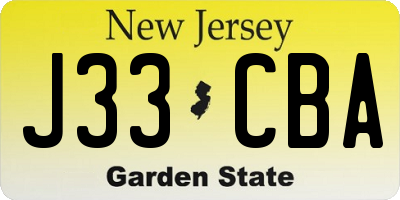 NJ license plate J33CBA