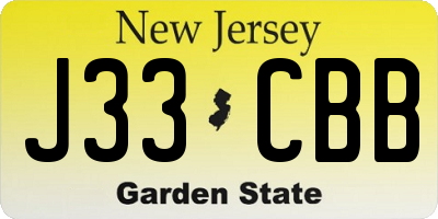 NJ license plate J33CBB