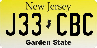 NJ license plate J33CBC