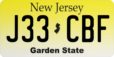 NJ license plate J33CBF