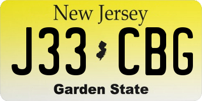 NJ license plate J33CBG