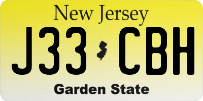NJ license plate J33CBH
