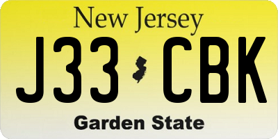 NJ license plate J33CBK