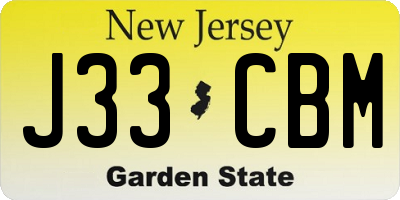 NJ license plate J33CBM