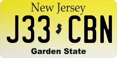 NJ license plate J33CBN